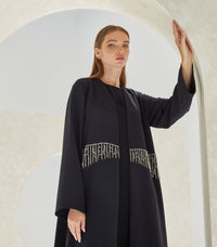 عباية سوداء فخمة وردة 2