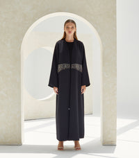 عباية سوداء فخمة وردة 1